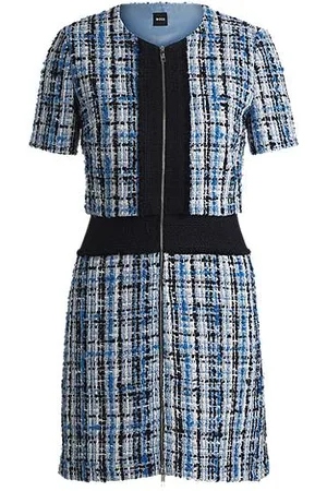HUGO BOSS Multi-coloured-tweed dress with contrast trims