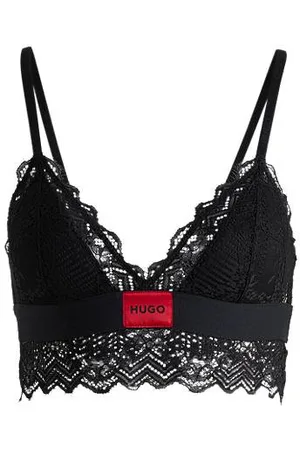 HUGO BOSS Lace-trim bra with red logo label