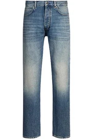 HUGO BOSS Regular-fit jeans in mid- stonewashed denim