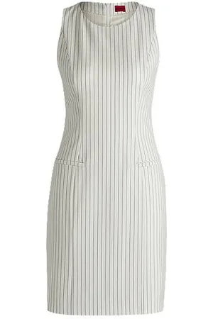 HUGO BOSS Pinstripe shift dress in stretch fabric