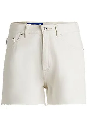HUGO BOSS Ecru denim shorts with raw hem