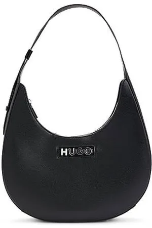 HUGO BOSS Faux-leather hobo bag with metallic logo lettering