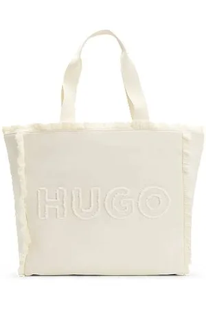 HUGO BOSS Canvas tote bag with fringed trims