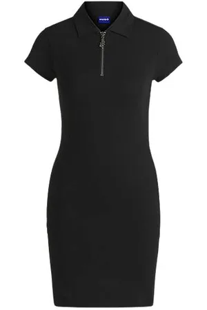 HUGO BOSS Bodycon dress in stretch cotton with zip placket
