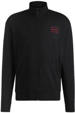 HUGO BOSS Relaxed-fit jacket in stretch cotton with frame logo