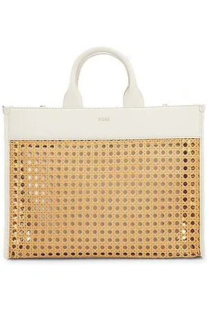 HUGO BOSS Woven tote bag with golden logo