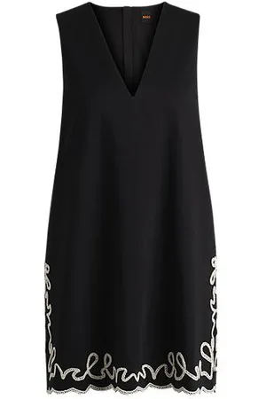 HUGO BOSS Cotton dress with contrast embroidery