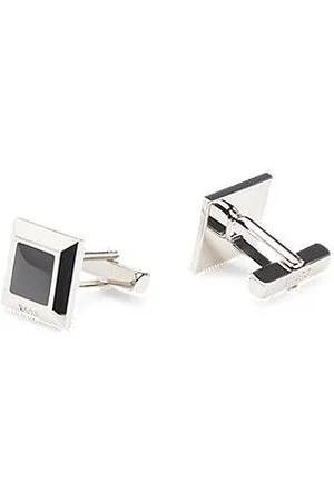 HUGO BOSS Square brass cufflinks with enamel insert