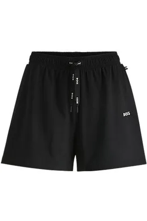 HUGO BOSS Drawstring pyjama shorts in stretch cotton with logo print