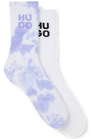 HUGO BOSS Two-pack of ribbed short socks with stacked logos