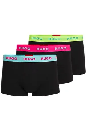 HUGO BOSS Three-pack of stretch-cotton trunks with logo waistbands