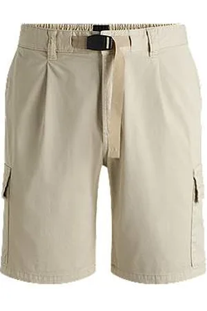 HUGO BOSS Belted shorts in stretch-cotton poplin