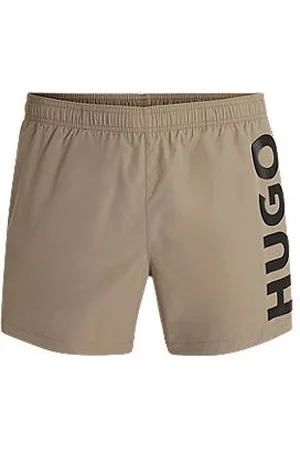 HUGO BOSS Quick-dry swim shorts with vertical logo print