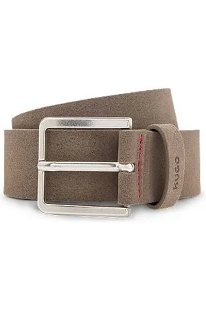 HUGO BOSS Suede belt with silver-tone buckle
