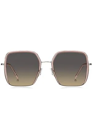 HUGO BOSS Pink-acetate sunglasses with silver-tone steel