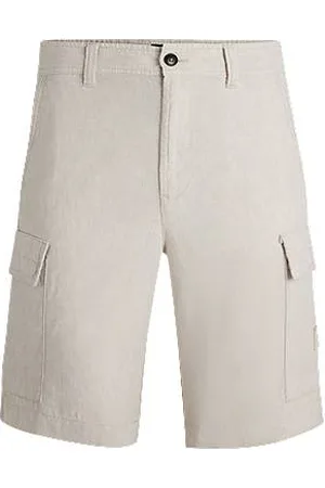 HUGO BOSS Regular-fit cargo shorts in a linen blend
