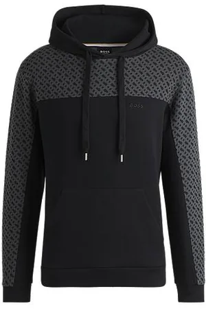 HUGO BOSS Cotton-blend hoodie with monogram pattern
