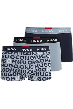 HUGO BOSS Three-pack of stretch-cotton trunks with logo waistbands