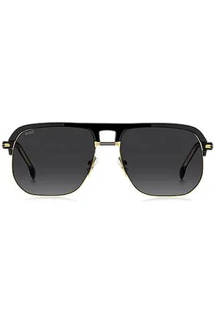 HUGO BOSS Double-bridge sunglasses in metal and acetate