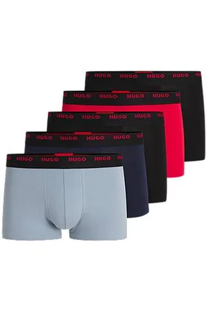 HUGO BOSS Five-pack of stretch-cotton trunks with logo waistbands