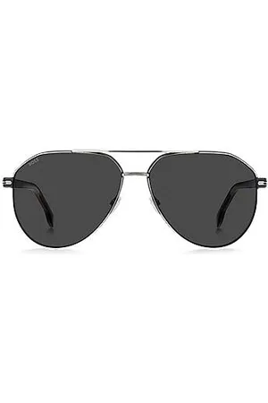 HUGO BOSS Steel sunglasses with degradé acetate temples
