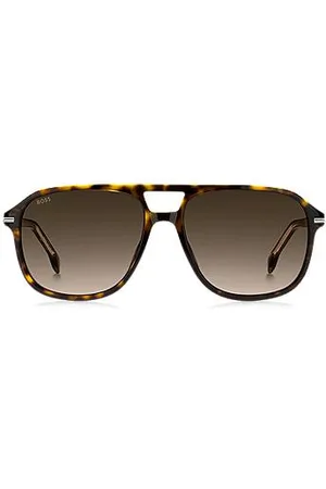 HUGO BOSS Havana-acetate sunglasses with silver-tone trims