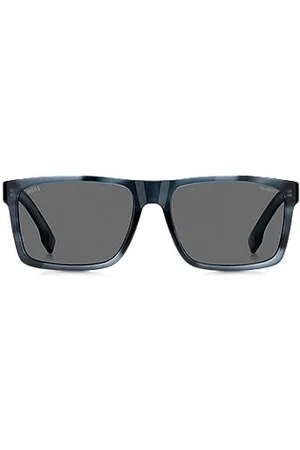 HUGO BOSS Blue-acetate sunglasses with patterned frames