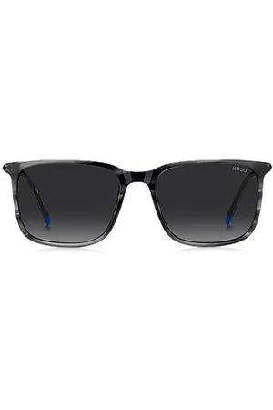HUGO BOSS Grey sunglasses in patterned acetate with tubular metal temples