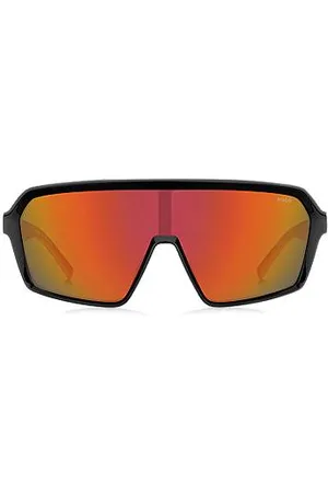 HUGO BOSS Mask-style sunglasses with red shaded lenses