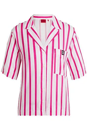 HUGO BOSS Twill pyjama shirt with jacquard stripe