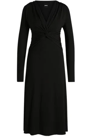 HUGO BOSS Twist-front dress in stretch crepe