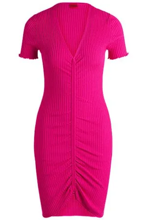 HUGO BOSS V-neck tube dress with gathered front