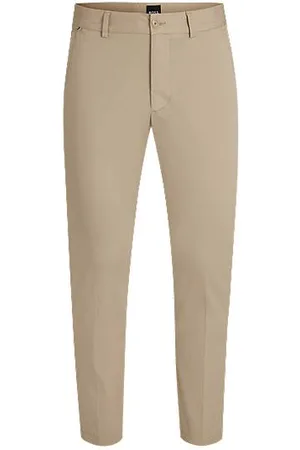 HUGO BOSS Slim-fit trousers in cotton-blend satin