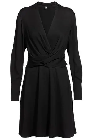 HUGO BOSS Wrap-front dress with stand collar