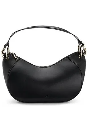 HUGO BOSS Faux-leather hobo bag with interlocking hardware