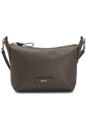HUGO BOSS Grained-leather crossbody bag with logo lettering