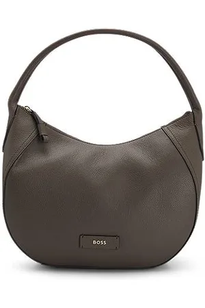 HUGO BOSS Grained-leather shoulder bag with logo lettering