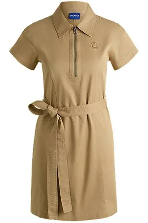 HUGO BOSS Zip-neck mini dress with Happy logo