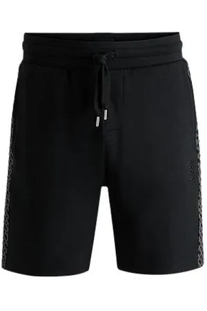 HUGO BOSS Cotton-blend shorts with monogram-pattern panels