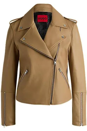 HUGO BOSS Asymmetric biker jacket in leather