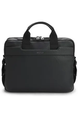 HUGO BOSS Faux-leather document case with gunmetal logo
