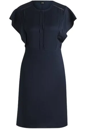HUGO BOSS Keyhole-neckline dress with frilled sleeves
