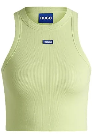 HUGO BOSS Tank top in ribbed stretch cotton with logo badge