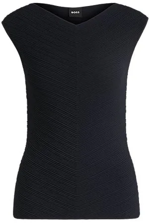 HUGO BOSS V-neck top with knitted structure
