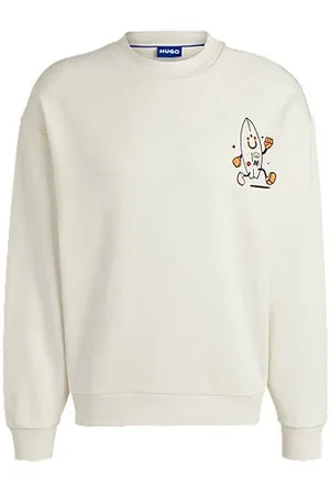 HUGO BOSS Cotton-terry sweatshirt with Happy logo