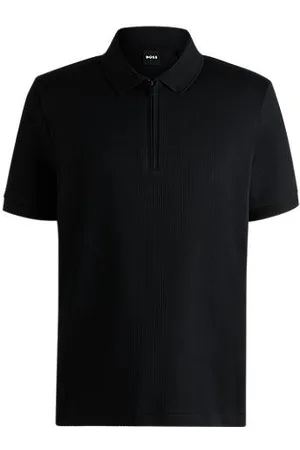 HUGO BOSS Cotton-blend polo shirt with seersucker structure