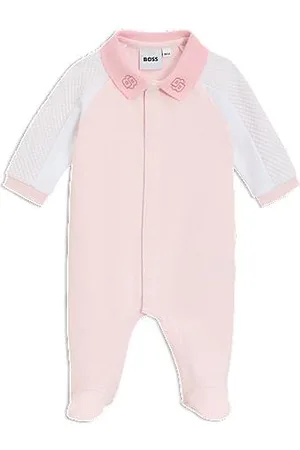 HUGO BOSS Baby sleepsuit in cotton-blend terry and jersey