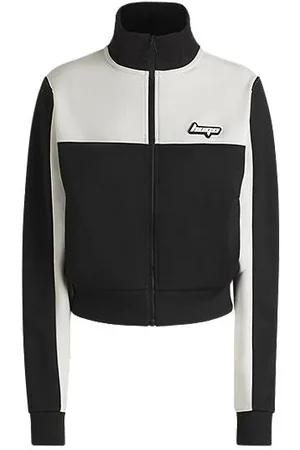 HUGO BOSS Retro-inspired zip-up sweatshirt with colour-blocking