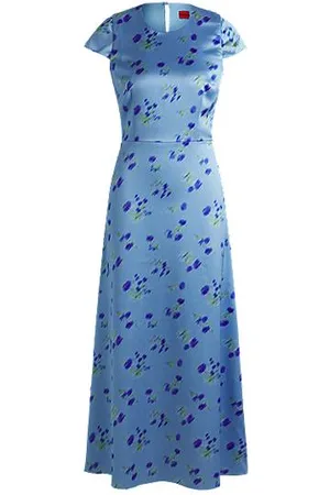 HUGO BOSS Cap-sleeve maxi dress with floral print