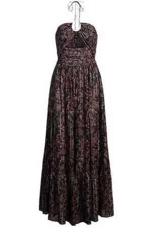 HUGO BOSS Printed maxi dress in cotton with metallised fibres